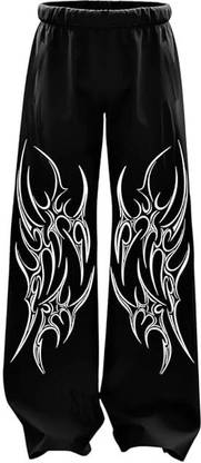 Genrexity Printed Men Black Track Pants