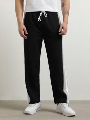 NOBERO Solid, Colorblock Men Black Track Pants