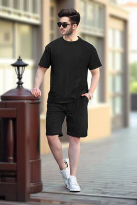 TRIPR Men Solid Black Night Suit Set