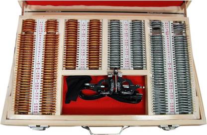 DSB PHYSIO MART Trial Lens Set With 225 Lens & Adjustable Trial Frames, Wooden Box Packing Trail Frame