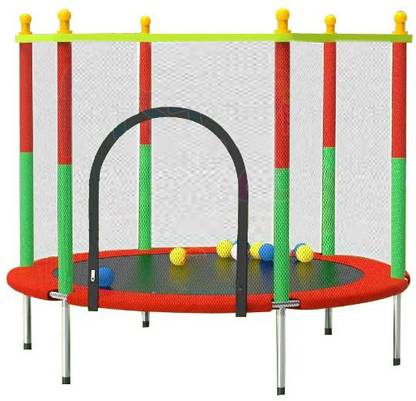 JUMP N PLAY (55 Inch) Premium Fitness Trampoline with Enclosure net and Poles Safety Pad. Trampoline