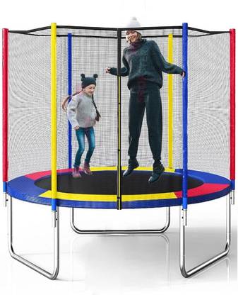 Step Over 6 ft Trampoline With Safety Enclosure Net and Jumping Pad Trampoline