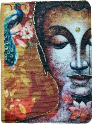 AMG ENTERPRISES Spring-Themed Passport Holder with Lord Buddha's Face & Peacock Design