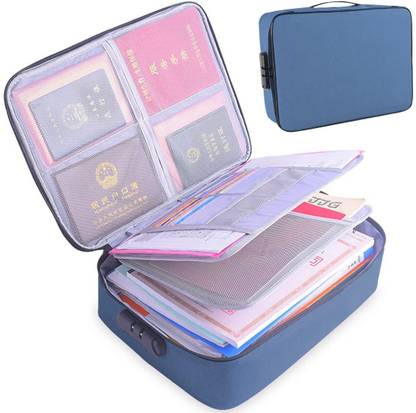 MILONI USA Waterproof 3 Layer Document Storage Bag with Lock for Laptop Passport Documents