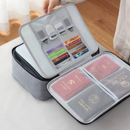 VKK TRADERS Zipper Travel Document File Organizer Multiple Folder Bag with Safety Code Lock document bag