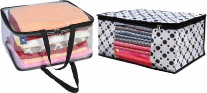 vetreo 2-Pieces Combo 1-Pcs Polka Dots Design Non Woven with 1-Pcs Transparent pvc Bag