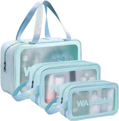 Gadhiyashopping Cosmetic Bag Pouch Transparent Pvc Wash Bag (Blue)