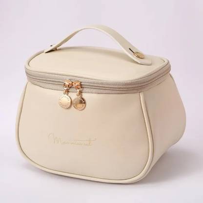 Alpyog PU Leather Travel Toiletry Cosmetic Makeup Carry Bag Organizer for Women Girls