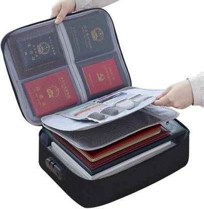 Luxula Zipper Travel Document File Organizer Multiple Folder Bag with Safety Code Lock