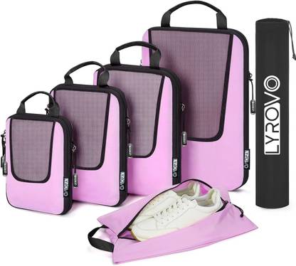 Lyrovo Polyester 6 Set Compression Travel Packing Cubes