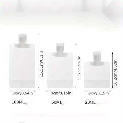 Kinzilla 3 Pics Travel Refillable Transparent Foldable Lotion Shampoo Pouches