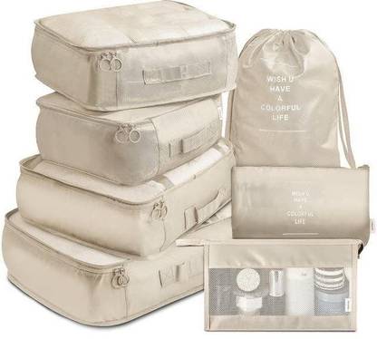 HOUSE OF QUIRK 7pcs Set Travel Organizer Packing Lightweight Travel Luggage with Toiletry Bag