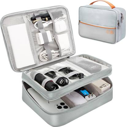 4tens Double Layer Electronic Gadget OrganizerCase,Cable Organizer Bag for Accessories