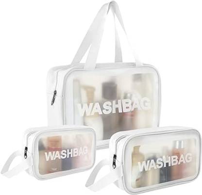 KUBERA CORPORATES Zipper Cosmetic Travel Organizer Carry Pouch 3 Set (White)