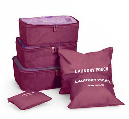 Everbuy 6PCS Waterproof Clothes Storage Bags Packing Cube Travel Luggage Organizer Pouch (Purple)