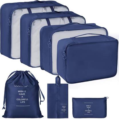 JHWOQU 7 set Luggage Packing Cubes Organizer Carry Suitcase Clothes Travel Toiletry Kit