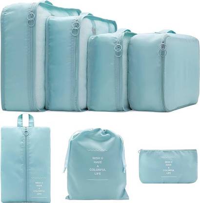 Vervita 7 Set Travel Organizer 3 Packing Cubes + 3 Pouches + 1 Toiletry Organizer Bag