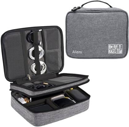 Aliens Double Layer Gadget Travel Tech Organizer Case Bag Pouch for Cable,ipad,cosmetic