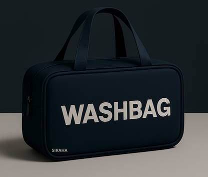 SIRAHA WASH BAG Cosmetic Bag Transparent Travel Toiletry Makeup WashBag-1 BLACK