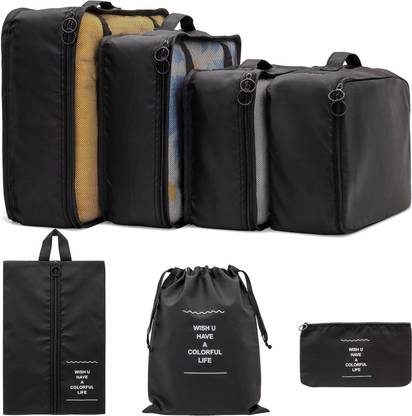 Mungat 7 ps Travel Organizer Bag 3 Packing Cubes + 3 Pouches + 1 Toiletry Organizer bag