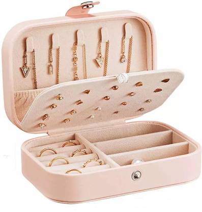 Pinkmpire Double Layer Waterproof Woman Travelling PU Leather Makeup Storage Box Multi-function Cosmetic Wardrobe Jewellery Organizer for Earrings Necklace Rings Vanity Box