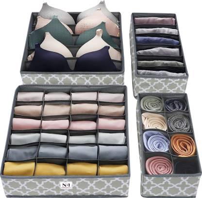 नफी एसेंशियल Set of 4 Foldable Storage Box Drawer Divider Organizer Undergarments Organizer