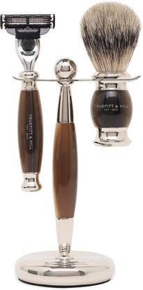 Truefitt & Hill Horn Brown Edwardian Collection Mach-3 Shaving Set Travel Shaving Kit