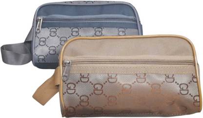 PSH Tetron Shaving pouch cream grey Style 1 compartment 1 portion zipper Travel Shaving Kit & Bag