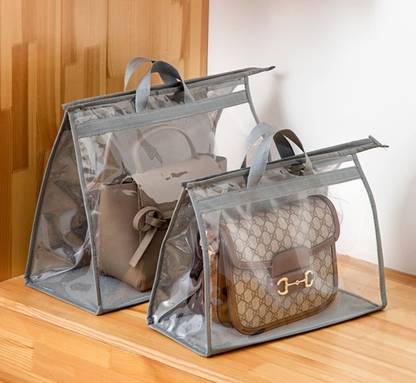 HOUSE OF QUIRK Anti-Dust Handbag Storage Bag for Handbag Organizer-Set of 2,L + XXL, Grey Travel Toiletry Kit
