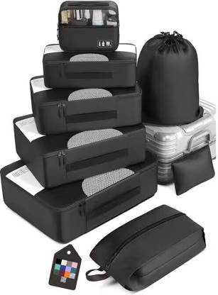 Nirixa Store Black Travel Packing Cubes Set Travel Toiletry Kit