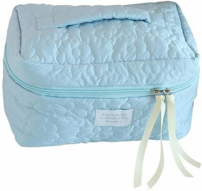 AMEEDARSHAN Cotton Makeup Bag Large Travel Cosmetic Bag Quilted Cosmetic Pouch Travel Toiletry Kit