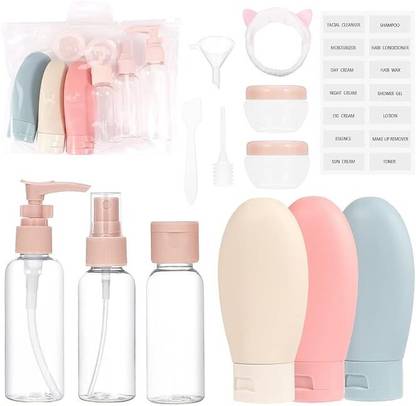 KRIVTEJ 11 PCS Silicone Travel Bottles Sets Travel Toiletry Kit