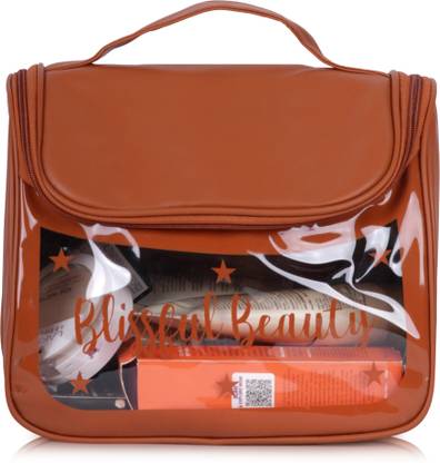 Blissful beauty Cosmetic Bag for Travel, Makeup Organiser,Makeup Bag Pouch (Brown) Travel Toiletry Kit