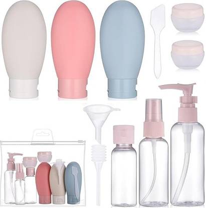 Moxtiza Multipurpose Cosmetic Travel Pouch Kit with Empty Refillable Bottles Travel Toiletry Kit