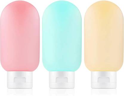 Shihen 3 Refillable Travel Bottles for Toiletries Silicone Container for Cream, Shampoo Travel Toiletry Kit