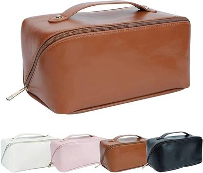 Virtuous Travel Waterproof PU Leather Cosmetic Makeup Side Zipper Bag Pouch Travel Toiletry Kit