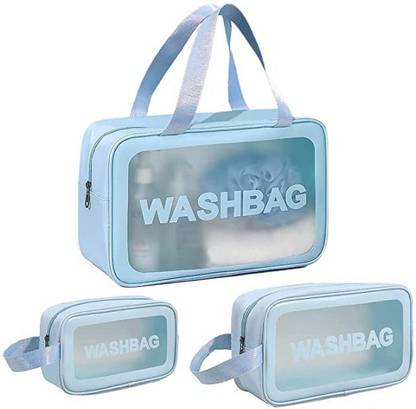 Rhydin Blue Multipurpose Clear Cosmetic Travel Wash Bag Toiletry Makeup Organizer Bag Travel Toiletry Kit