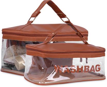 Blissful beauty Set of 2 Transparent Travel Toiletry Wash Bag Travel Toiletry Kit