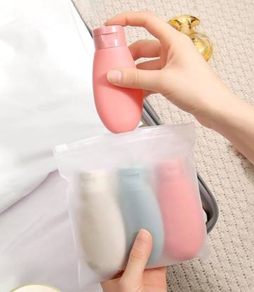 Sambhuya 3Pcs Travel Pouch Kit 60ML Refillable Silicone Containers with Lid Travel Toiletry Kit