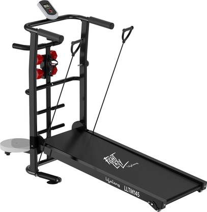 Lifelong LLTM145 Multifunctional (Jogger, Twister,Dumbbells & Bottle Holder) Manual Treadmill (Max Weight:100 kg)