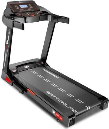 Powermax Fitness TAC-225 (5HP Peak) with AUX, Speaker, 3 Lvl. Auto-incline, Foldable Home use Treadmill (Max Weight:130 kg)