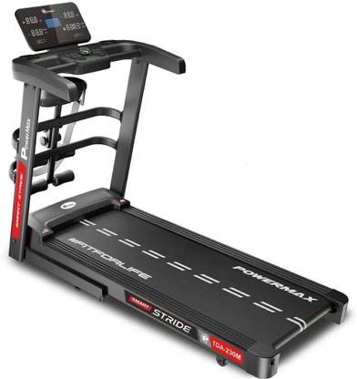 Powermax Fitness TDA-230M (5HP Peak) Massager, Dumbbells, Sit-up, ipad holder, Auto-incline Treadmill (Max Weight:140 kg)