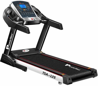पावरमैक्स फिटनेस TDA-125 (2 HP) Smart Run Function, Auto Lubrication & Auto Inclination Motorized Treadmill for Cardio Workout ट्रेडमिल