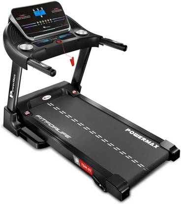 Powermax Fitness TDM-97 (4HP Peak)Pre-set Workout Programs, Heart Rate Sensor, Foldable Home Use Treadmill (Max Weight:110 kg)