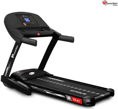 Powermax Fitness Urban Trek TD-A1 (4.0HP Peak) Android/iOS App,LCD Disp., MP3, AUX, Foldable Home Treadmill (Max Weight:120 kg)