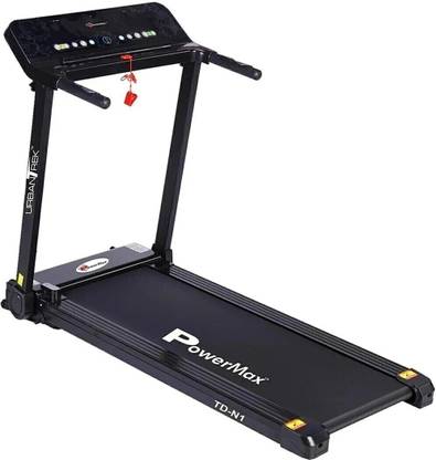 Powermax Fitness TD-N1 (4HP Peak) Pre-Set Workout, Compact Vertical Foldable Cardio Training Home Treadmill (Max Weight:100 kg)
