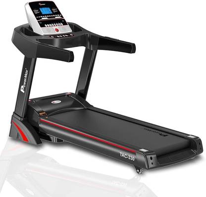 Powermax Fitness TAC-330 (6HP Peak) 15kmph, 130kg Max Weight, MP3, Preset Workout, Foldable Home Treadmill (Max Weight:130 kg)