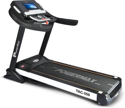 Powermax Fitness TAC-550 (5HP Peak) Touch Screen, MP3 & USB Input, Semi-Commercial Home & Gym use Treadmill (Max Weight:150 kg)