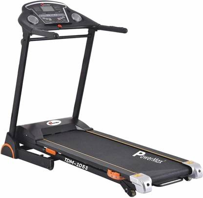 Powermax Fitness TDM-105S (4HP Peak) Max 115kg, 3 Lvl. Incline, Speed 14 Kmph, Foldable Home Use Treadmill (Max Weight:115 kg)