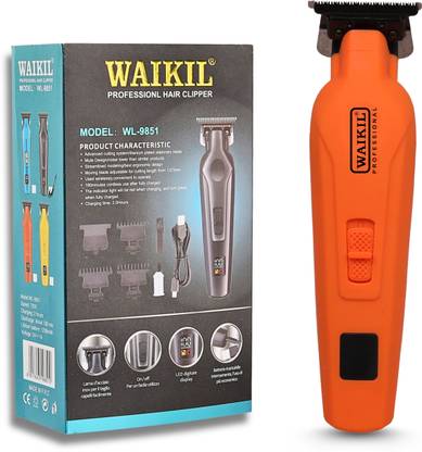 WAIKIL WL-9851 Cordless Hair Clipper for Men | LED Display | Rechargeable Beard & Hair Fully Waterproof Trimmer 180 min  Runtime 4 Length Settings
